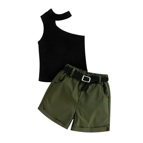 Girls Summer Dress Shorts Two-Piece Set